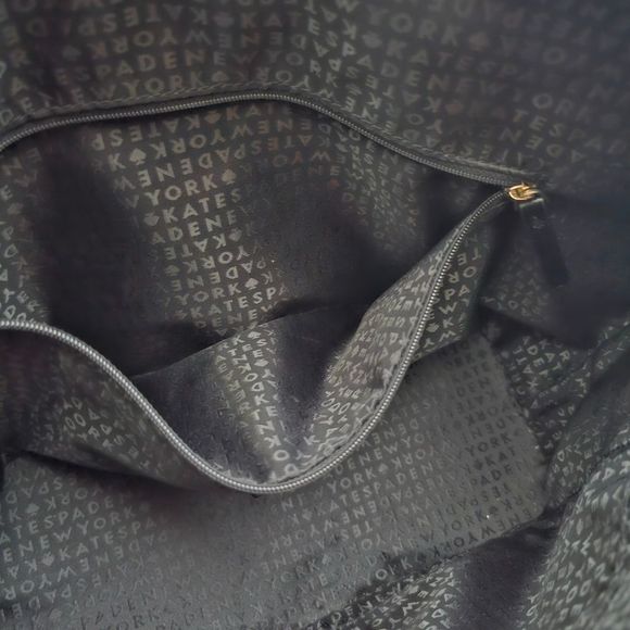 Kate Spade black shimmery tote with zipper, NWOT - Picture 3 of 11
